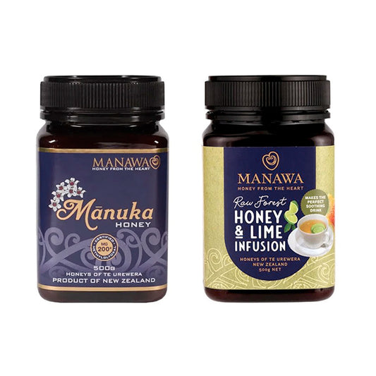 2 Honey Gift Pack - Mānuka 500g + Raw Forest Honey & Lime Infusion 500g