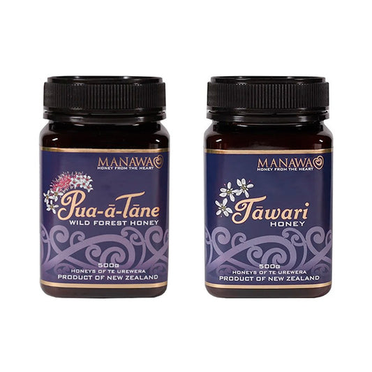 2 Honey Gift Pack - Pua-ā-Tāne 500g + Tāwari 500g