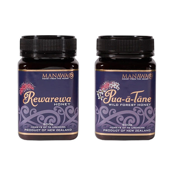 2 Honey Gift Pack - Rawarewa 500g + Pua-ā-Tāne 500g