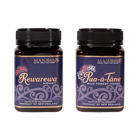 2 Honey Gift Pack - Rawarewa 500g + Pua-ā-Tāne 500g